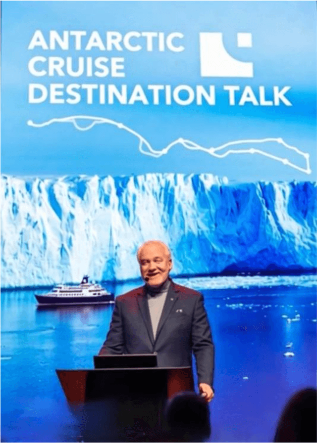 Dr. DeSarbo presenting Antarctic Cruise Destination Talk